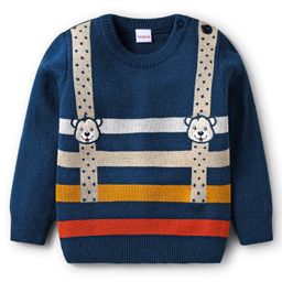 Babyhug Knitted Full Sleeves Pullover Sweater With Teddy Bear Embroidery - Navy Blue-image-68