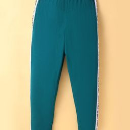 Smarty Boys Sinker Knit Full Length Track Pants With Text Print & Tape Detailing - Teak Blue-picture-12