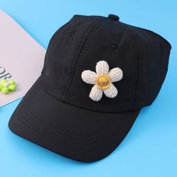 Babyhug Free Size Baseball Cap With Floral Applique - Black-image-43