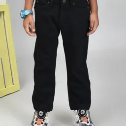 YOUMAA 100% Elastane Woven Solid Stretchable Jeans - Black-picture-2