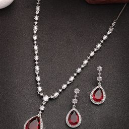 NVR Girls Sliver-Plated AD Studded Jewellery Set-57