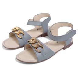 Tiny Bugs Loop Chain Embellished Solid Sandals - Grey image 3