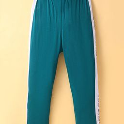 Smarty Boys Sinker Knit Full Length Track Pants With Text Print & Tape Detailing - Teak Blue image 2