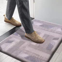 LUXEHOME INTERNATIONAL Beige & Blue Geometric Printed Anti-Skid Doormat-13