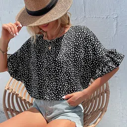 DressBerry Leopard Print Ruffled Detail Top-image-75
