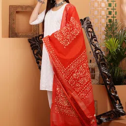 Bunkraft Ethnic Motifs Dyed Batik Technique Cotton Dupatta-15