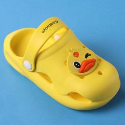 Babyoye Clogs with Backstrap Closure & Duck Applique - Yellow image 3