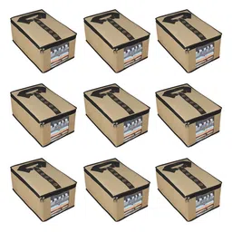 prettykrafts Beige 9 Pieces Printed Multi-Utility Organisers-0