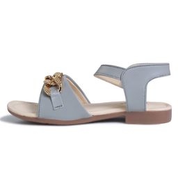 Tiny Bugs Loop Chain Embellished Solid Sandals - Grey image 5