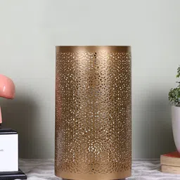 Devansh Brown Textured Metal Traditional Cylindrical Shaped Table Lamp-picture-25