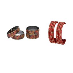 SOMIL Set Of 12 Multi Alloy Artificial Stones & Beads Bangles-picture-11