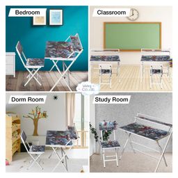 Wishing Clouds Avengers Pattern Printed Foldable Study Table and Chair Set - Multicolour image 5