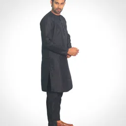 House of Aqss Men Regular Dupion Silk Kurta with Trousers image 3