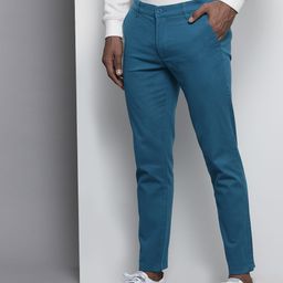 The Indian Garage Co Men Blue Slim Fit Chinos-image-85