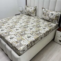 Pure Decor Passion Fur Unisex Ethnic Motifs 250 TC Queen Bedsheet with 2 Pillow Covers-17