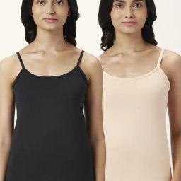Dreamz by Pantaloons Beige & Black Cotton Camisoles - Pack Of 2-picture-11
