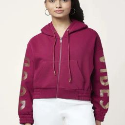 People by Pantaloons Wine Cotton Printed Sweatshirt-picture-0