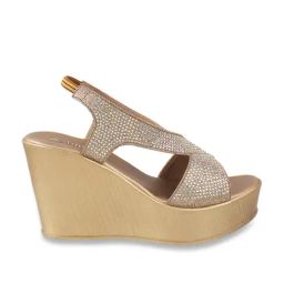 Metro Women's Antique Gold Cross Strap Wedges-image-17