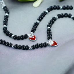Taraash 92.5 Sterling Silver Heart Anklet Pair For Kids-picture-14
