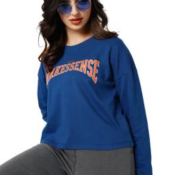 Only Navy Cotton Graphic Print Sweatshirt-image-61