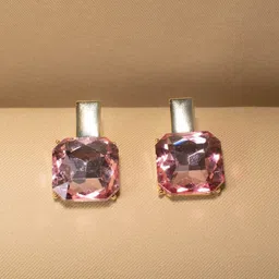 DKane Designs Gold-Plated Stones Studded Square Shaped Studs-9