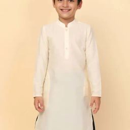 KISAH Kids Off-White Cotton Regular Fit Full Sleeves Kurta-image-24