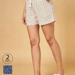 YU by Pantaloons Green & Blue Cotton Printed Shorts - Pack Of 2-image-74
