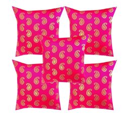 pink parrot Pinkparot Artsilk 12x12 inch cushion cover set of 5 pcs-picture-49