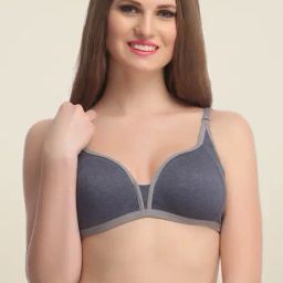 Clovia Grey Textured Seamless Bra-image-12