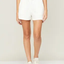 Ginger by Lifestyle White Cotton Mid Rise Shorts-picture-48