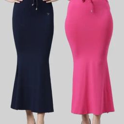 TWIN BIRDS Navy & Pink Plain Saree Shapewear - Pack Of 2-image-84