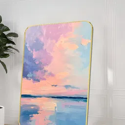 Myntra Elegant Homes Pink & Orange Wooden Pastel Ocean Sunset Wall Art-image-36