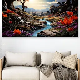 DEKORSTATION Blue & Red Painted Wooden Wall Art-image-100