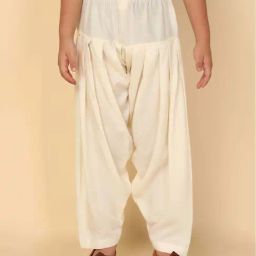 KISAH Kids Cream Cotton Straight Fit Patiala Pants-image-0