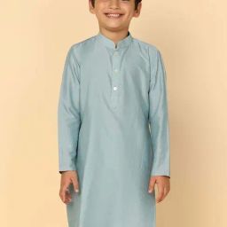 KISAH Kids Dirty Blue Cotton Regular Fit Full Sleeves Kurta-image-54