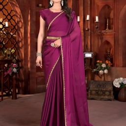 VRAGI Beads and Stones Belted Pure Chiffon Saree-picture-23