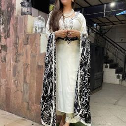 DIVASTRI Women Ethnic Motifs Embroidered Regular Thread Work Kurta with Trousers & With Dupatta-picture-34