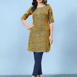 JIVORA Women Ethnic Motifs Printed Pure Silk Kurti-image-43