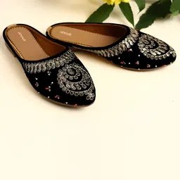 Anouk Women Embellished Round Toe Mules Flats-11
