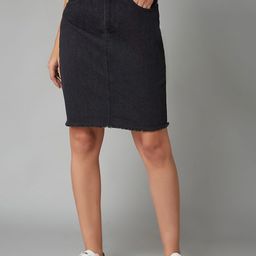 DOLCE CRUDO Garden Grace Bodycon Pencil Above Knee Denim Skirt-image-6