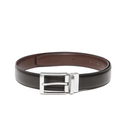 Ultimo Men Black & Coffee Brown Textured Reversible Belt-image-89
