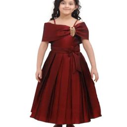 AJ Dezines Kids Maroon Regular Fit Gown-image-1