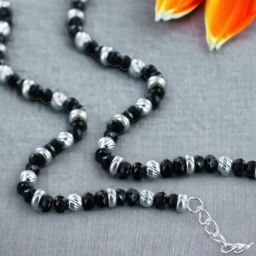 Taraash 92.5 Sterling Silver Black Beaded Anklet Pair For Kids-image-8
