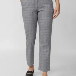 Van Heusen Grey Chequered Formal Trousers-image-24