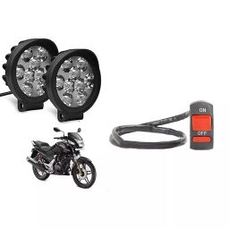 Cartronics 9 Round Cap LED Fog Light With On/Off Switch for Hero Xtreme 2005 (Set of 2 Pcs)-4