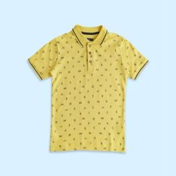 Pantaloons Junior Yellow Cotton Printed Polo T-Shirt-picture-4