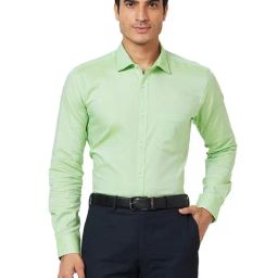 Park Avenue Green Slim Fit Self Design Shirt-image-75