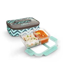 Allo Borosilicate Glass Lunch Box Microwave Safe With Detachable Lock and Canvas Grey Tiffin Bag-11