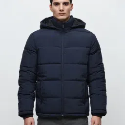 SELECTED HOMME Blue Regular Fit Hooded Jacket-image-70