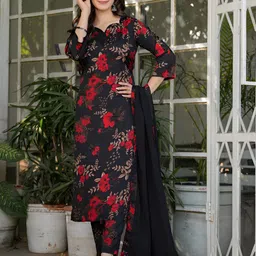 Divyadham Textiles Women Floral Printed Kurta with Trousers & Dupatta-picture-33